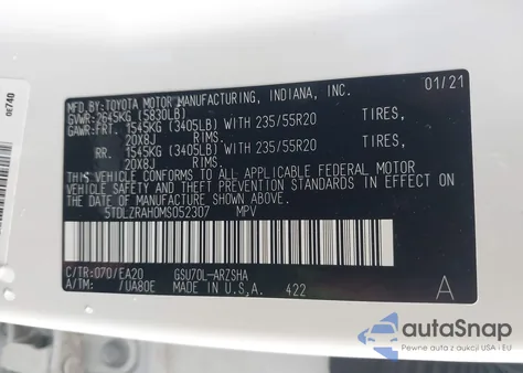 2021 Toyota Highlander Xse из США, поврежденный, VIN 5TDLZRAH0MS052307